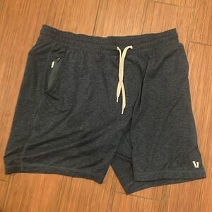 Vuori Mens Heather Blue Ponto Shorts Pockets Drawstring Athletic Gym Size XL